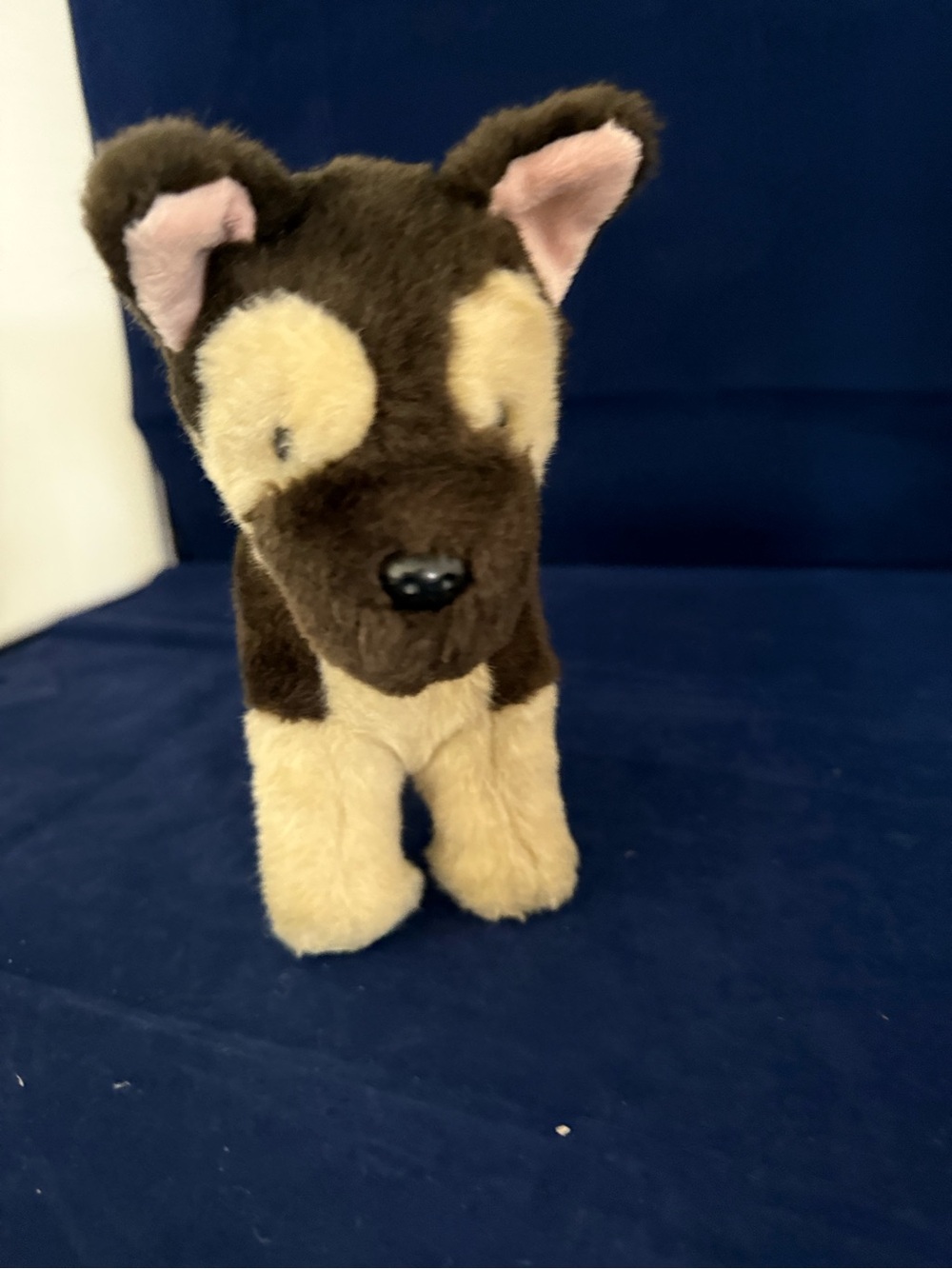 American Girl Brown and Cream Plush Puppy Toy with Pink Ears